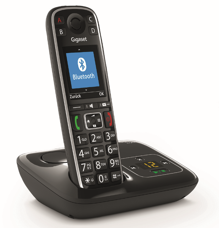 Produktbillede af Gigaset E720A sort. Køb Gigaset E720A sort - trådløs analog telefon med telefonsvarer i basen.