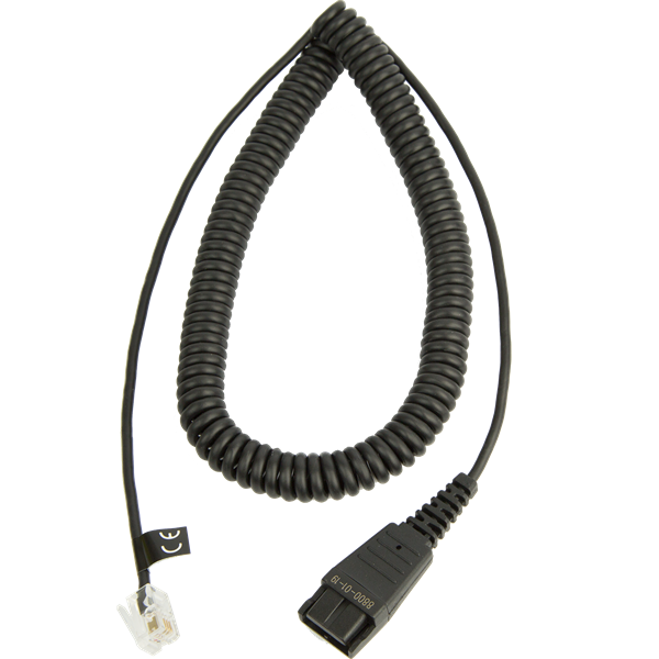 Produktbillede af Jabra 2 m. spiral ledning, modstand. Køb Jabra 2 m. spiral ledning til QD headset.