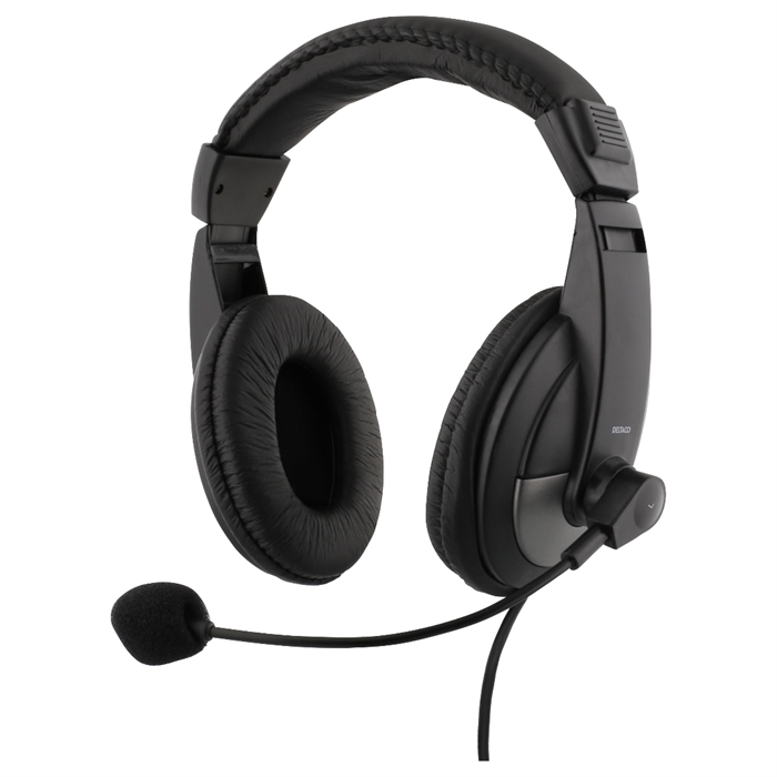 Deltaco Headset, USB-C - sort