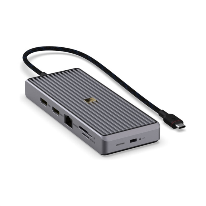 Unisynk 12 port USB-C Hub 8K 100W Grey