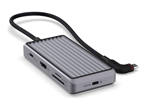 UNISYNK 8 Port USB-C Hub V2 4K60Hz 100W Grå