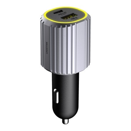 Unisynk USB-C/A Dual Bil Oplader PD 72W Grå