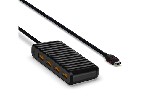 Unisynk USB-C til 4x USB-A Mini Hub 10Gbps Sort