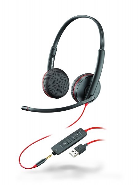 Produktbillede af Blackwire 3225 USB-A Duo. Blackwire 3225 USB-A Duo headset - UC kompatibelt med Skype for Business.
