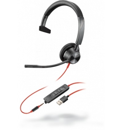 Produktbillede af Blackwire 3315 USB-A/3,5 mm. Headsettet har et elegant, moderne design.