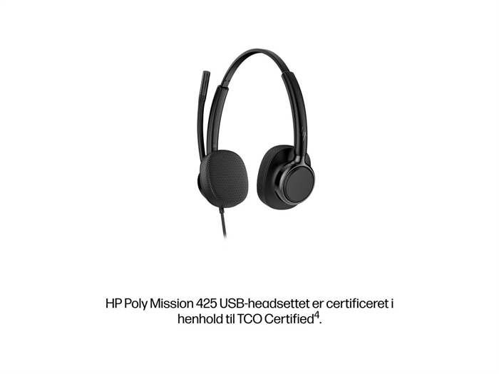 HP Poly Mission 425 stereo headset set skråt forfra - billede 10