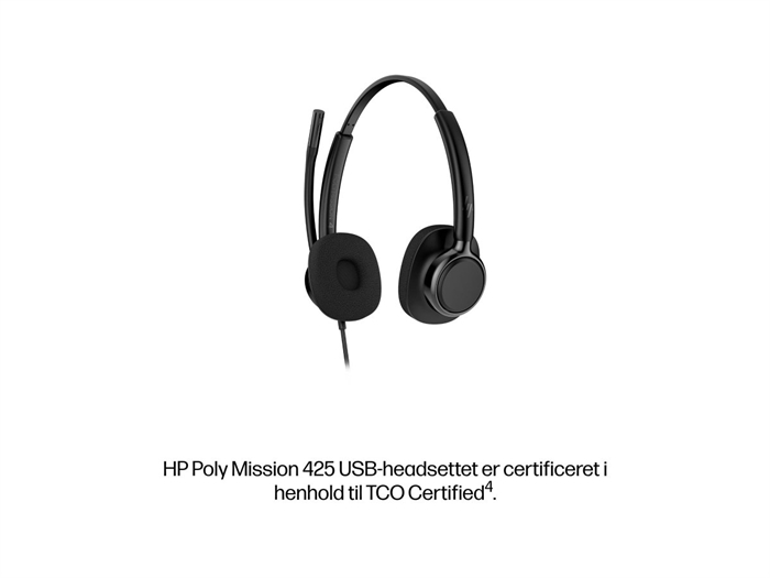HP Poly Mission 425 Classic stereo headset set skråt forfra - billede 7
