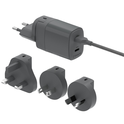 Unisynk 2 Port Global Multi-Oplader Sæt 2C 35W Grå