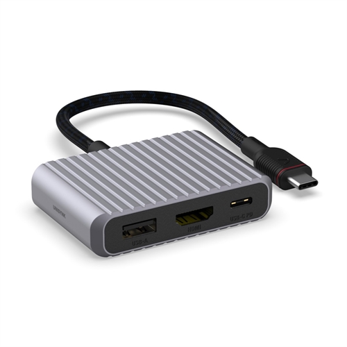 UNISYNK 3 Port USB-C Hub V2 4K60Hz 100W Grey